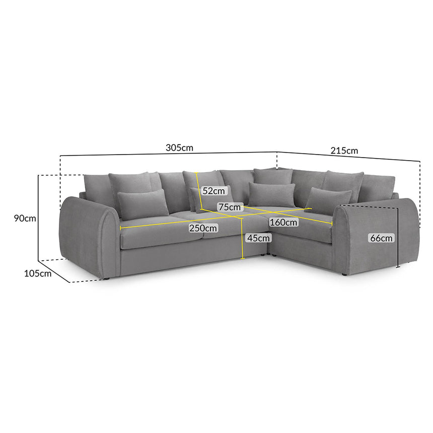 Cherished Grey Fabric Right Hand Facing Corner Sofa
