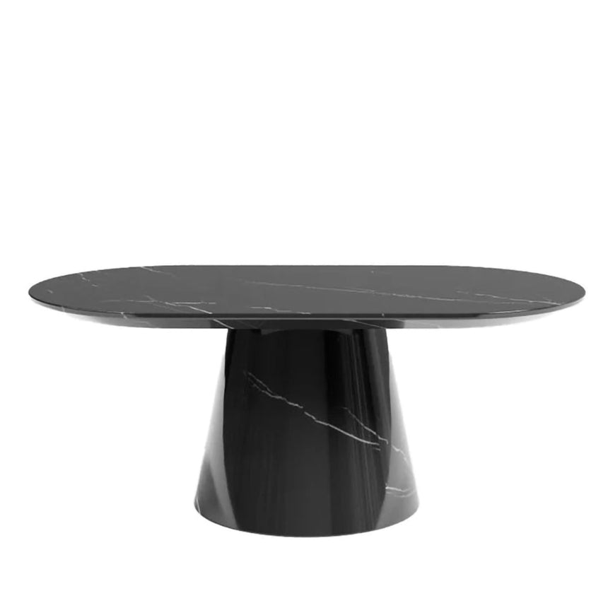 Modena Black Marquina Engineered Marble Oval Coffee Table