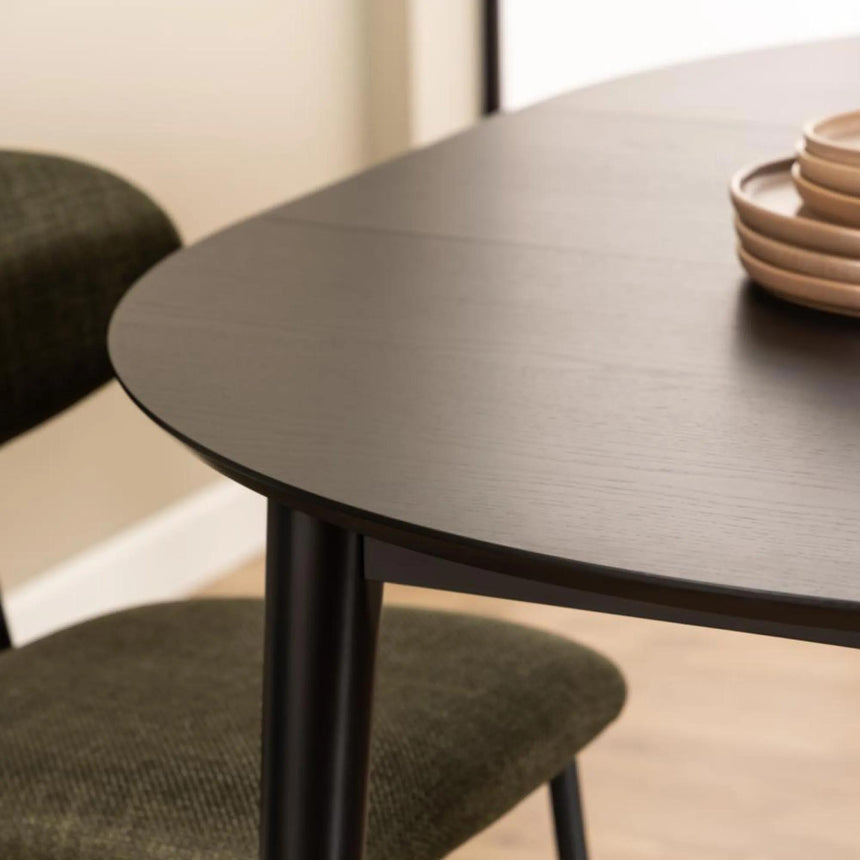 Montreux Round Extending Dining Table - 4-6 Seater - 115cm-154cm - Black