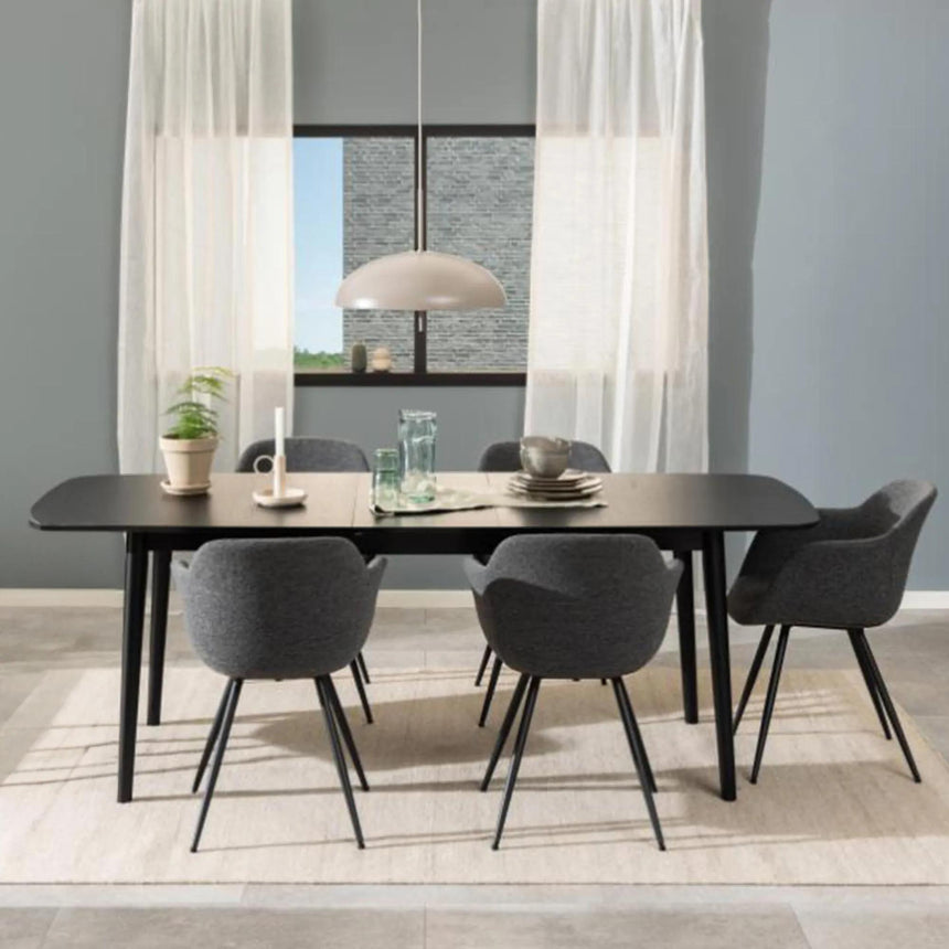 Montreux Extending Dining Table - 6-8 Seater - 180cm-219cm - Black