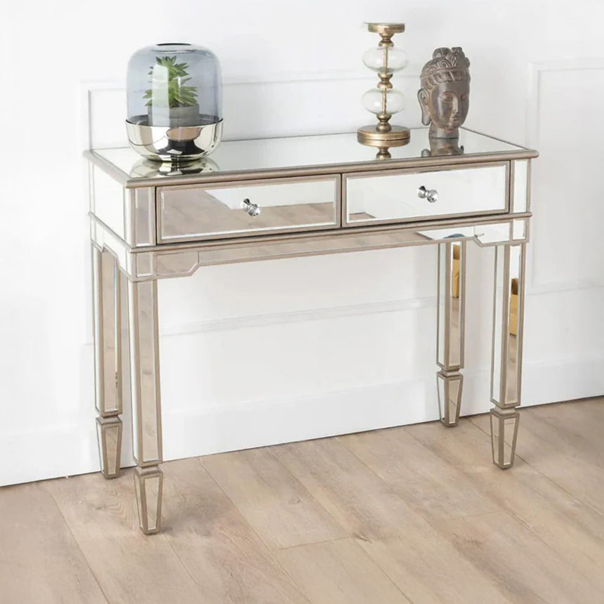 Monza Mirrored Champagne Trim Console Table