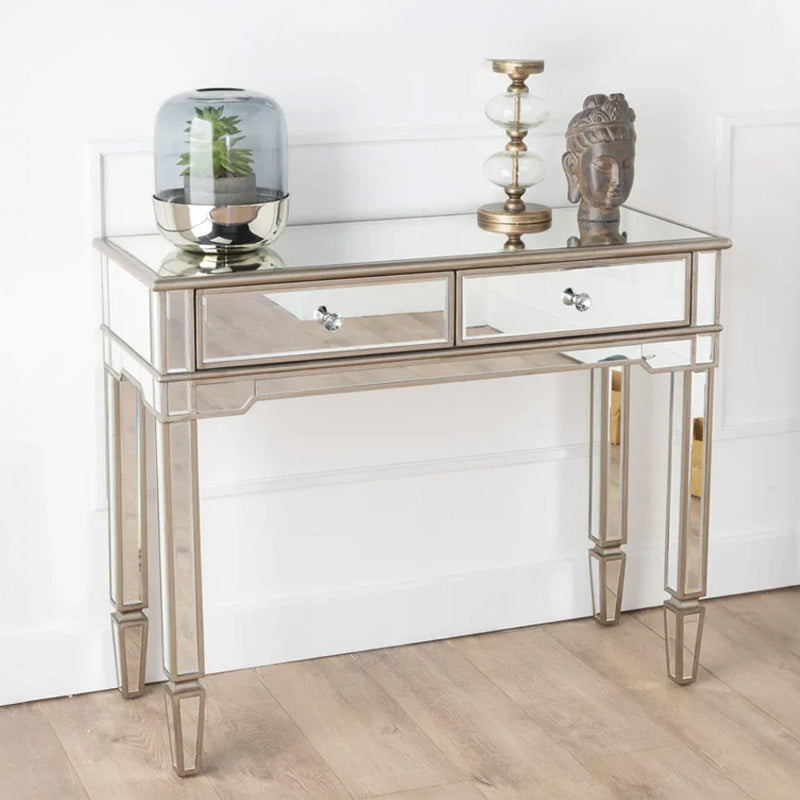 Monza Mirrored Champagne Trim Console Table
