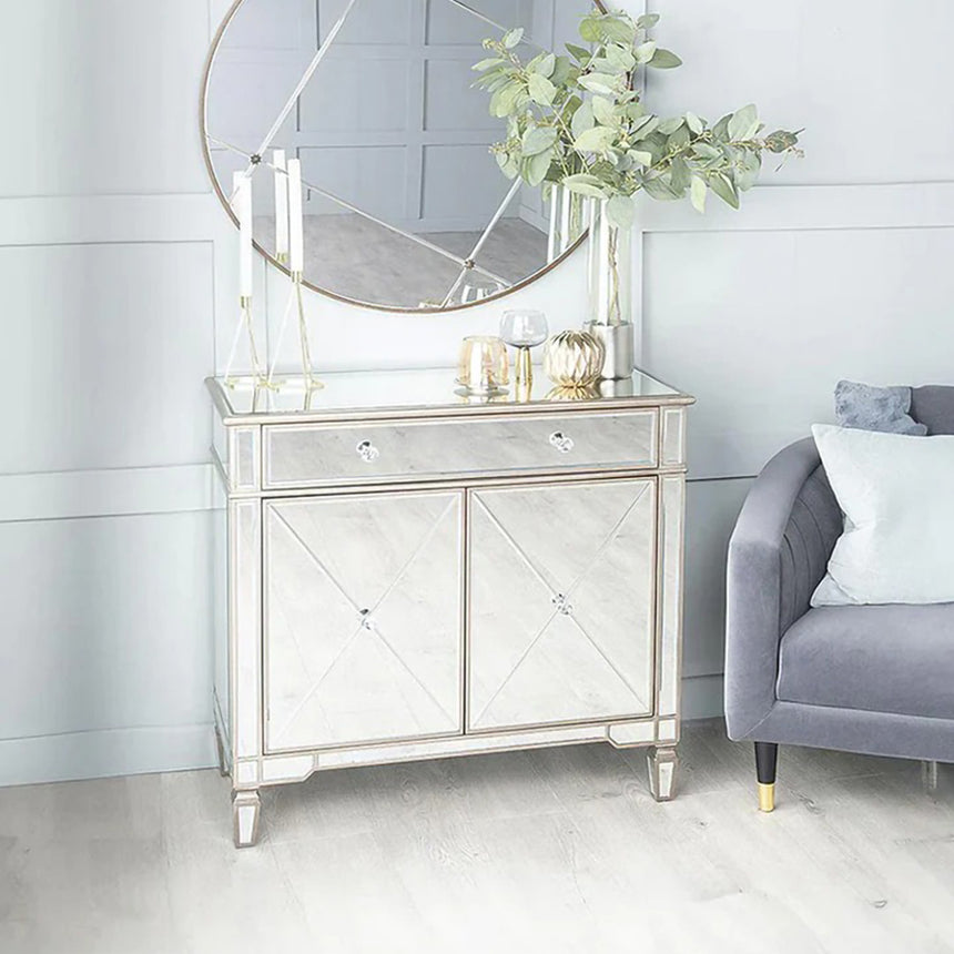 Monza Champagne Trim 2 Door Small Sideboard - 90cm