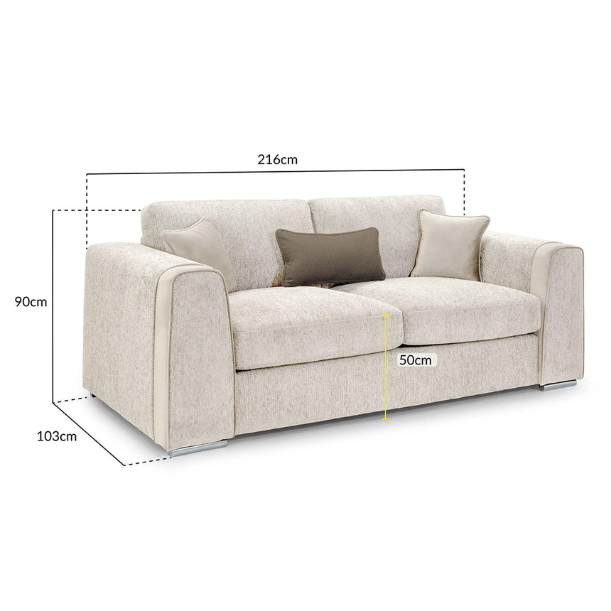 Churchill Beige Fabric 3 Seater Sofa