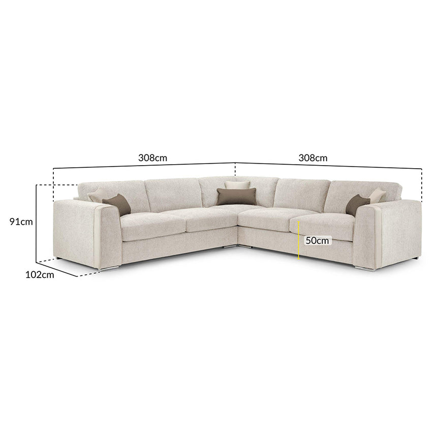 Churchill Beige Fabric Large Corner Sofa