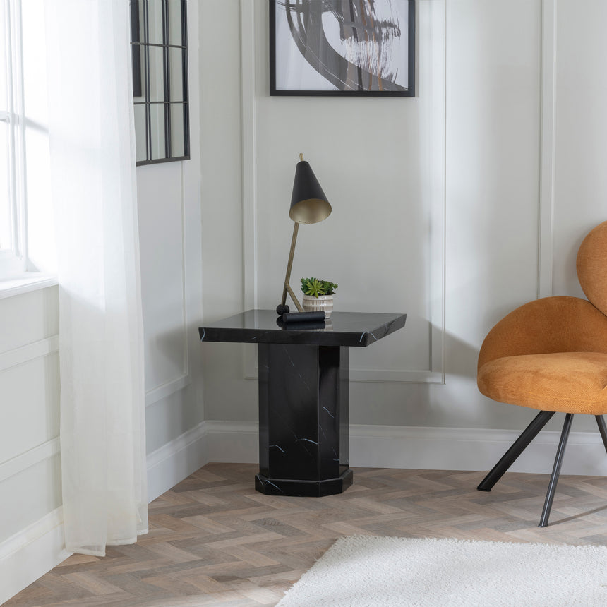 Toronto Marble Square Side Table with Pedestal Base