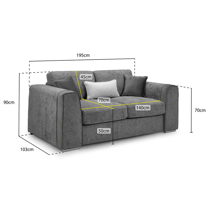 Churchill Grey Fabric 2 Seater Sofa