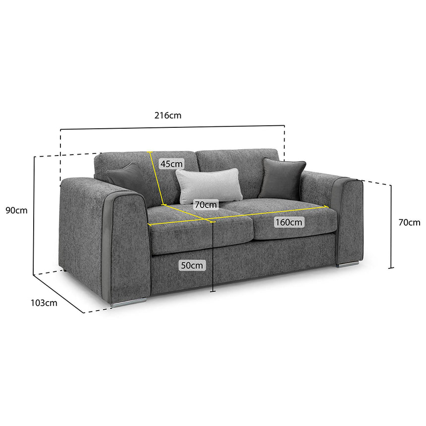 Churchill Grey Fabric 3 Seater Sofa