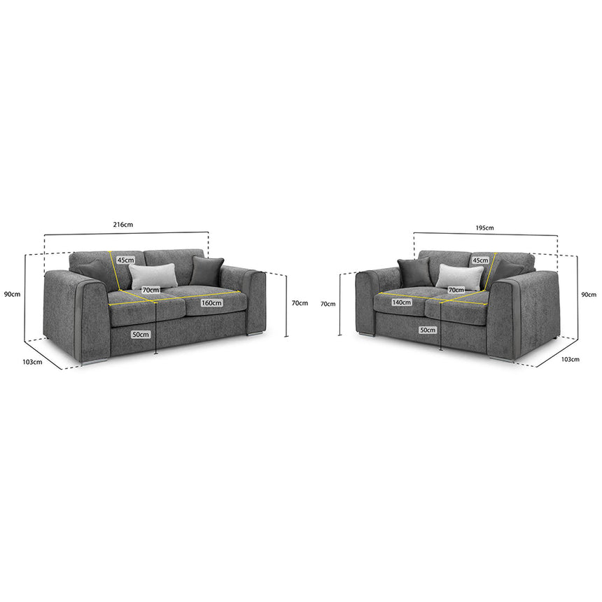 Churchill Grey Fabric 3+2 Seater Sofa