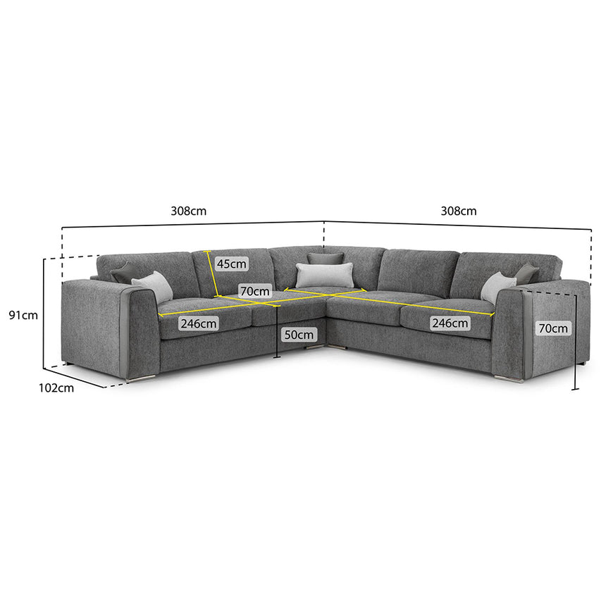 Churchill Grey Fabric Large Corner Sofa