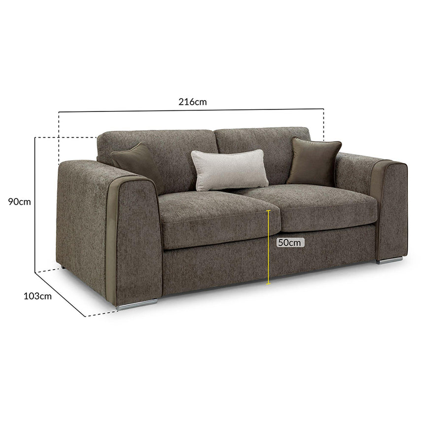 Churchill Mocha Fabric 3 Seater Sofa