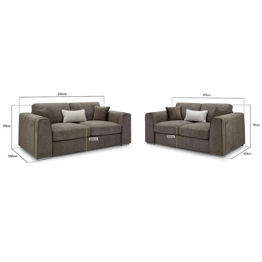 Churchill Mocha Fabric 3+2 Seater Sofa