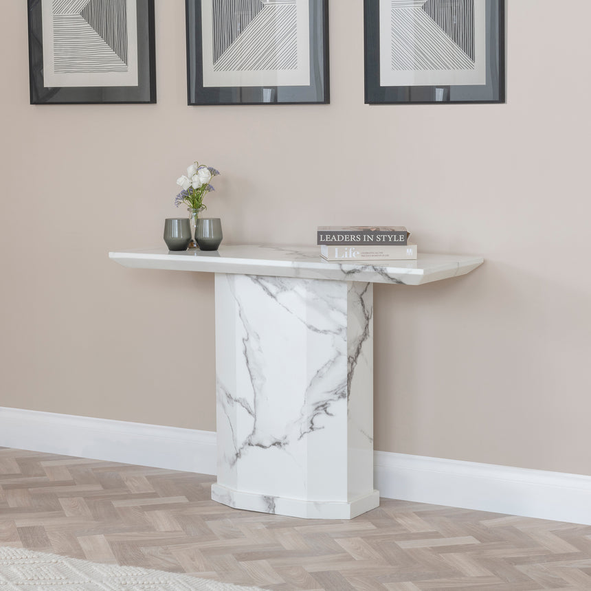 Toronto Marble Console Table with Pedestal Base