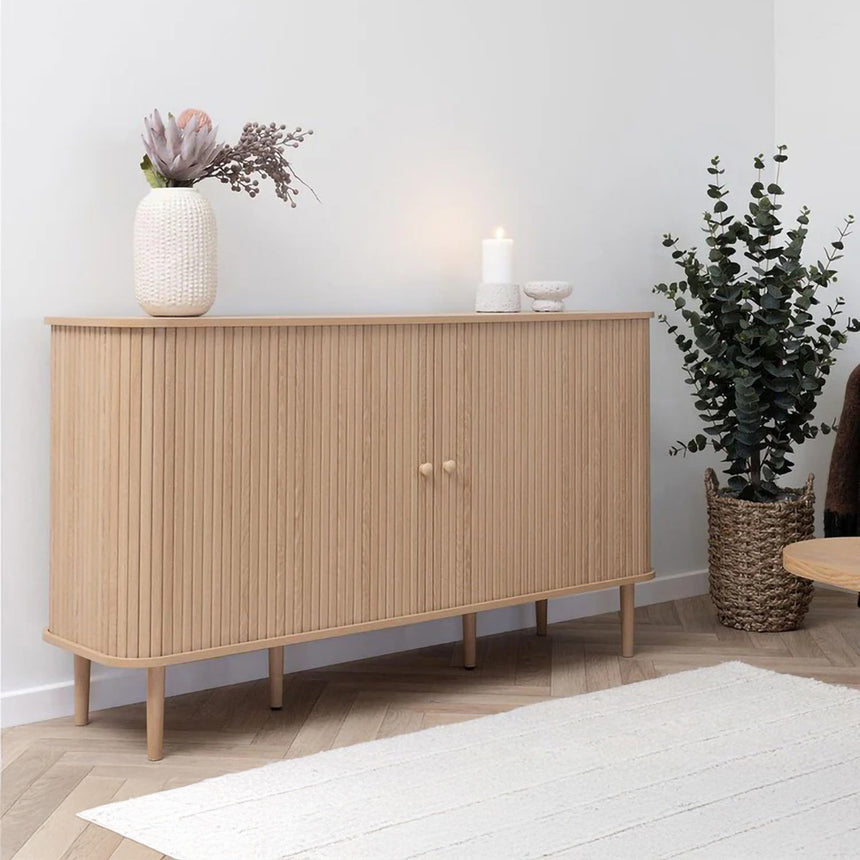 Nikko Pine Wood Fluted Curved 2 Door Medium Sideboard - 140cm