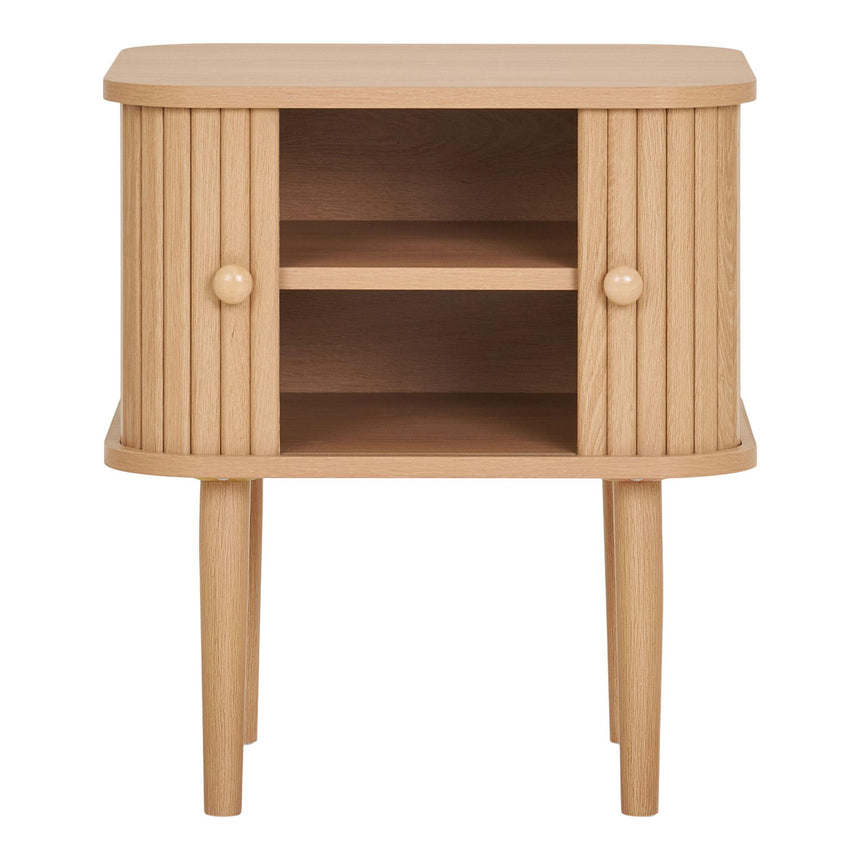 Nikko Side Table - 2 Door - Curved - Fluted - Pine Wood