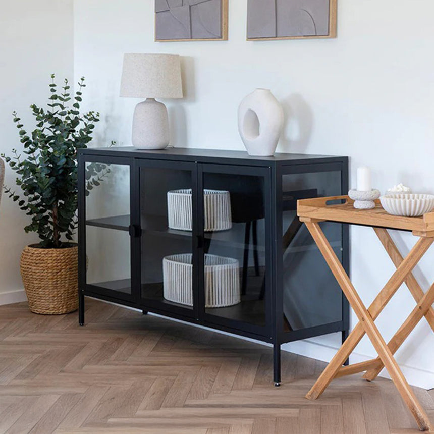 Nondalton Black Metal 3 Door Sideboard