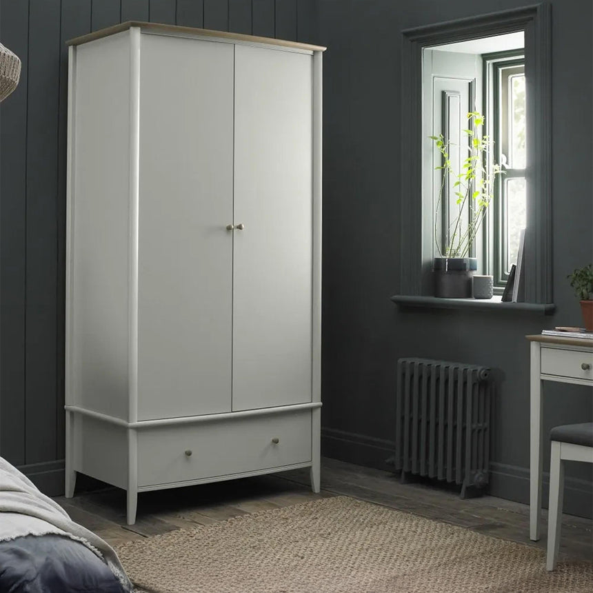 Ohio Oak and Soft Grey 2 Door Combi Wardrobe