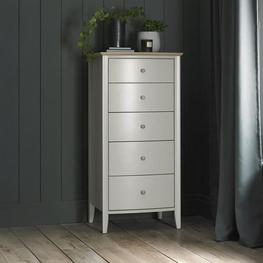 Ohio Oak and Soft Grey 5 Drawer Chest
