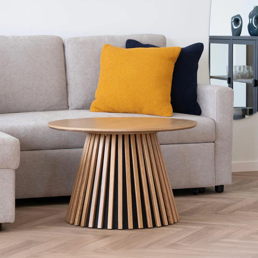 Osaka Oak Round Coffee Table with Slatted Base