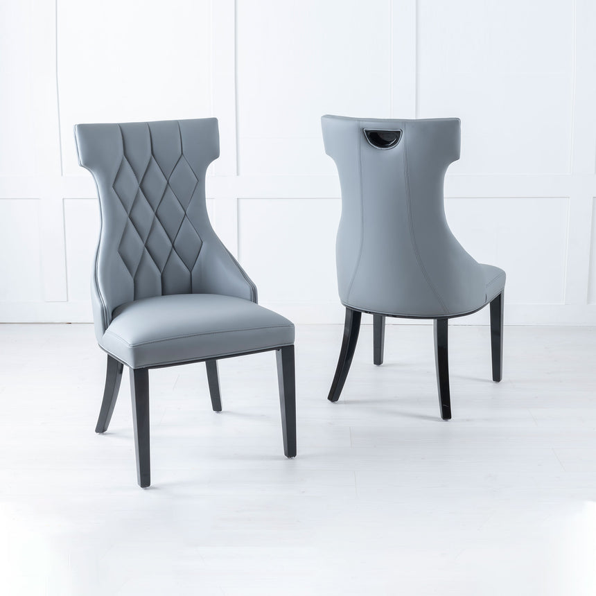 Parish Leather Large High Back Dining Chair with Black Legs