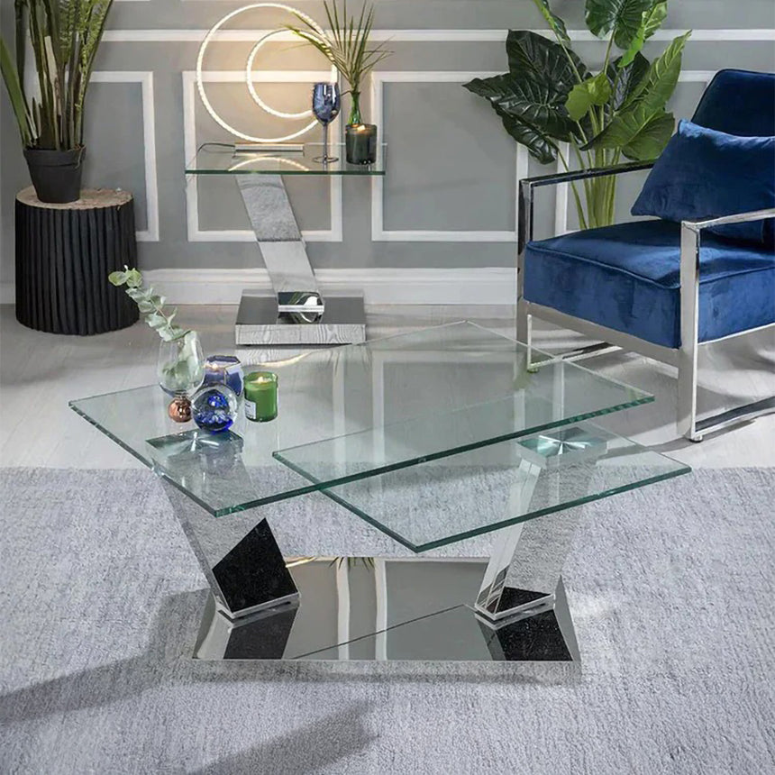 Parma Swivel Glass Top Coffee Table