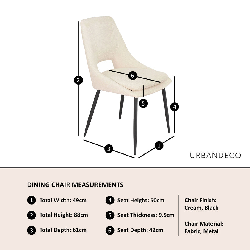 Stansbury Boucle Fabric Dining Chair with Black Legs