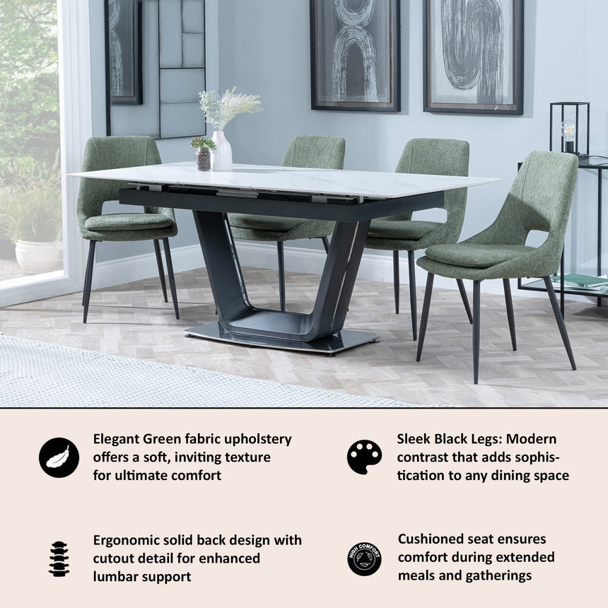 Stansbury Fabric Dining Chair with Black Legs