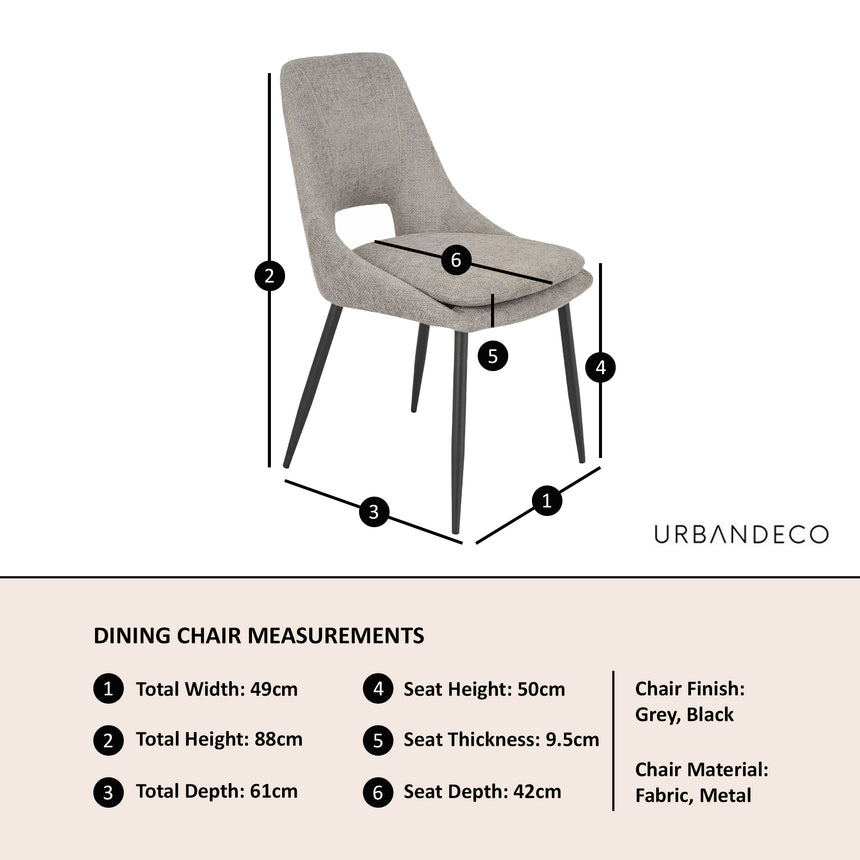 Stansbury Boucle Fabric Dining Chair with Black Legs