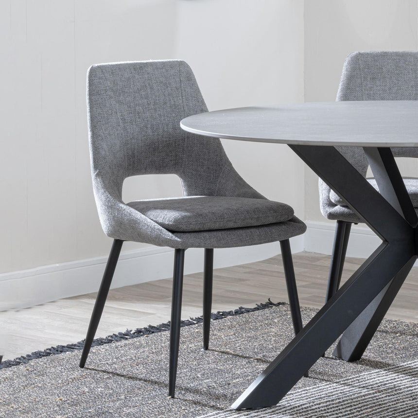 Peyton Dining Chair - Grey Fabric - Black Legs
