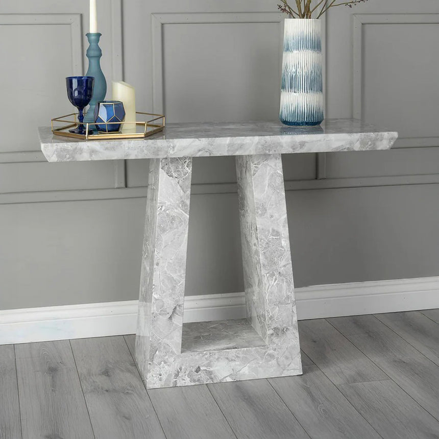 Pisa Marble Console Table with Pedestal Base