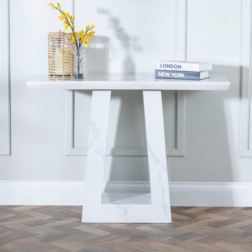 Pisa Marble Console Table with Pedestal Base
