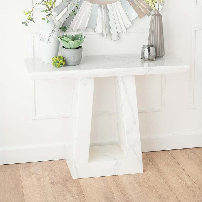 Pisa Marble Console Table with Pedestal Base