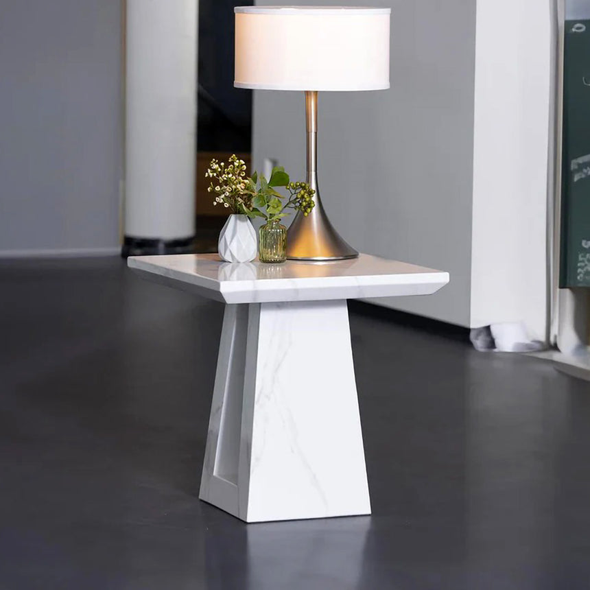 Pisa Marble Square Side Table with Pedestal Base