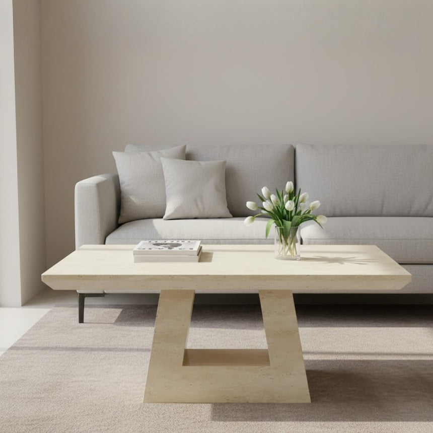 Pisa Travertine Beige Engineered Marble Coffee Table