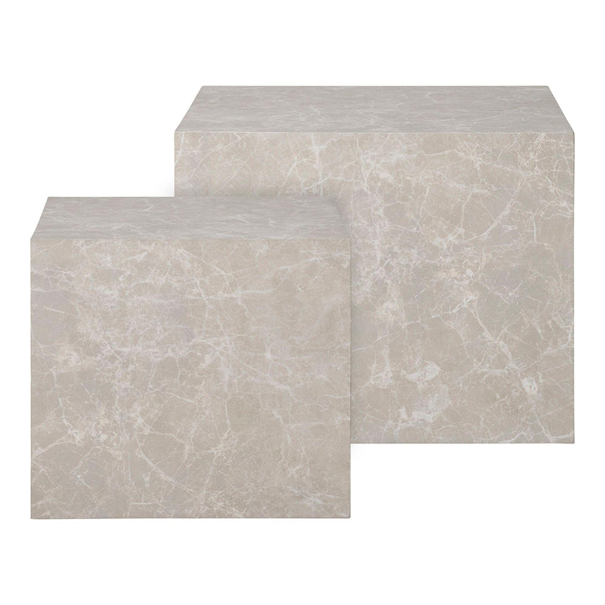 Prague Coffee Table - Set of 2 - Beige Marble Effect