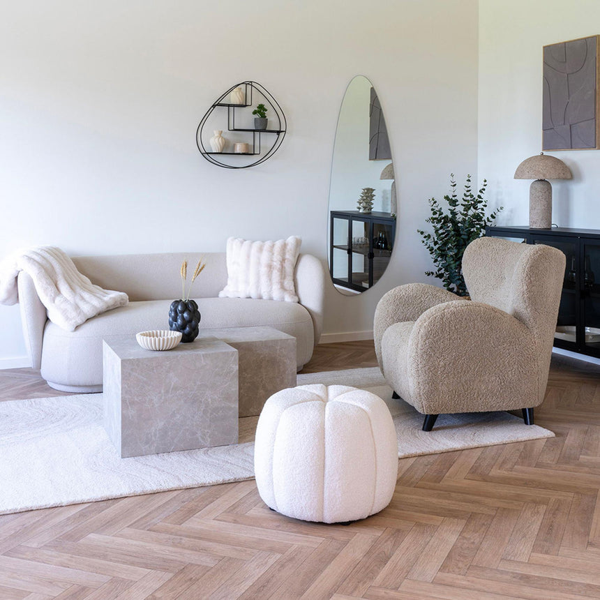 Prague Coffee Table - Set of 2 - Beige Marble Effect