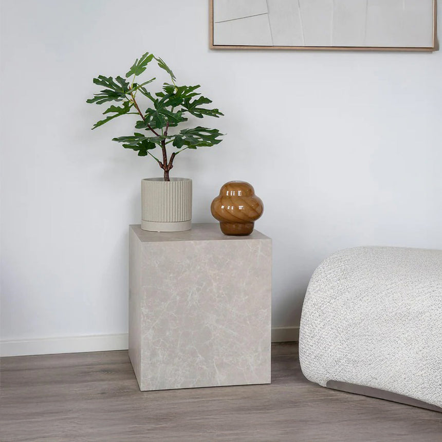 Prague Beige Marble Square Side Table
