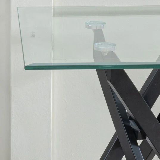 Ashley Glass Square Side Table with Black Metal Legs