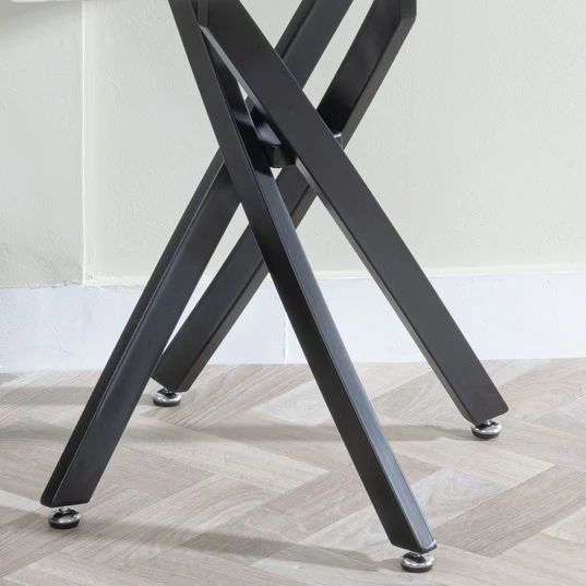 Ashley Glass Round Side Table with Black Metal Legs