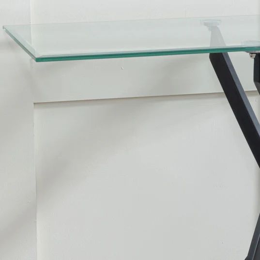 Ashley  Glass Console Table with Black Metal Legs