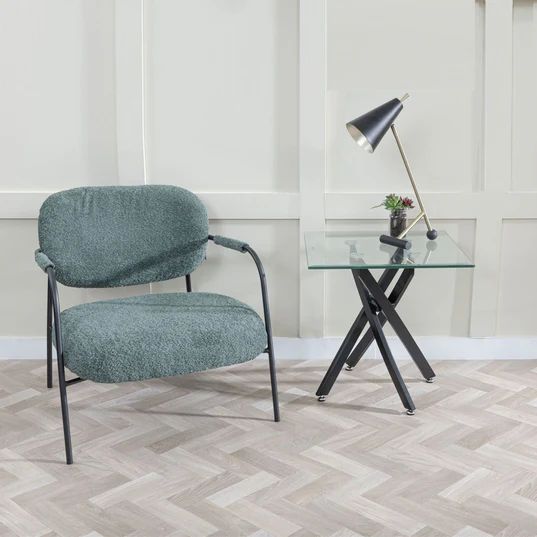 Ashley Glass Square Side Table with Black Metal Legs