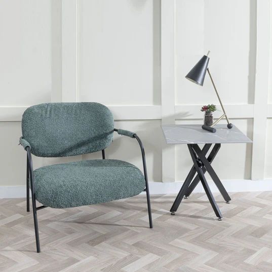 Ashley Glass Square Side Table with Black Metal Legs