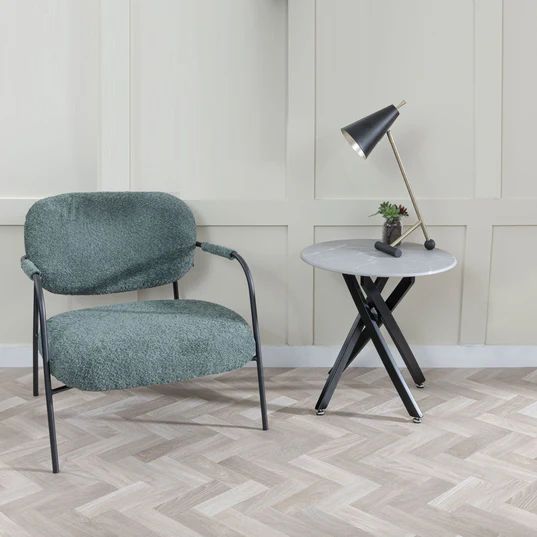 Ashley Glass Round Side Table with Black Metal Legs