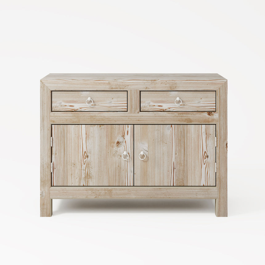 Cambridge Wood Whitewash 2 Door Small Sideboard - 95cm
