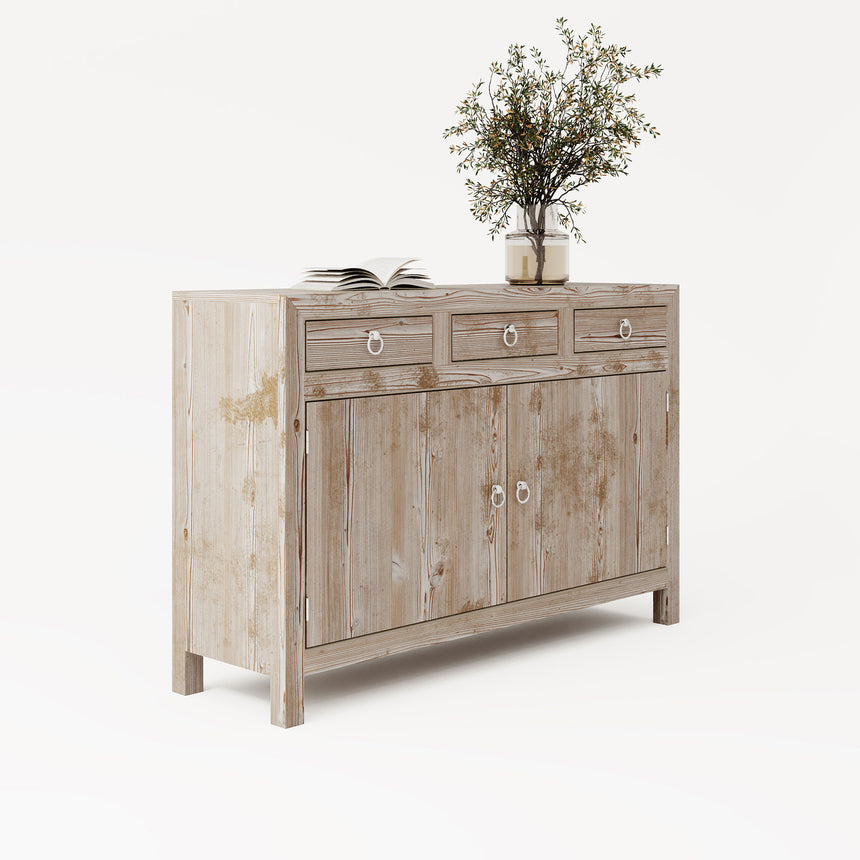 Cambridge Wood Whitewash 2 Door Medium Sideboard - 135cm