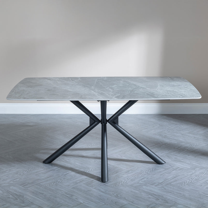 Hannah 6 Seater Grey Ceramic Dining Table with Spider Legs - 160cm