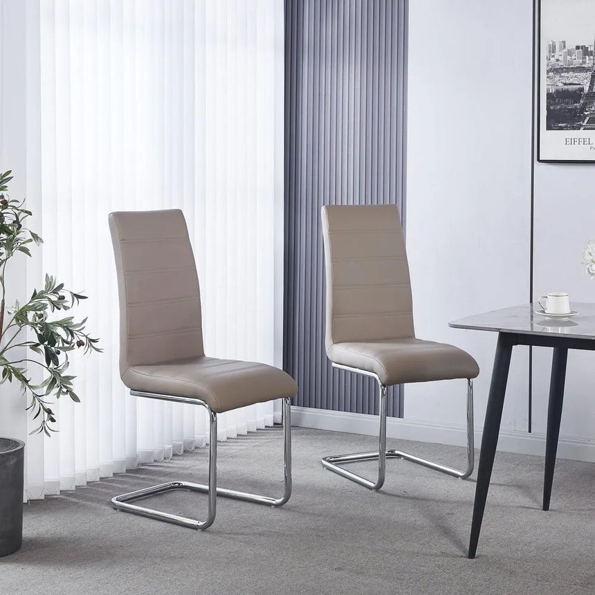 Romi Faux Leather Dining Chair with Chrome Cantilever Base