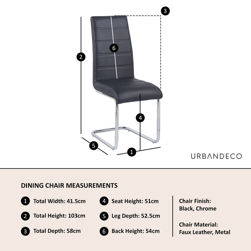 Romi Faux Leather Dining Chair with Chrome Cantilever Base