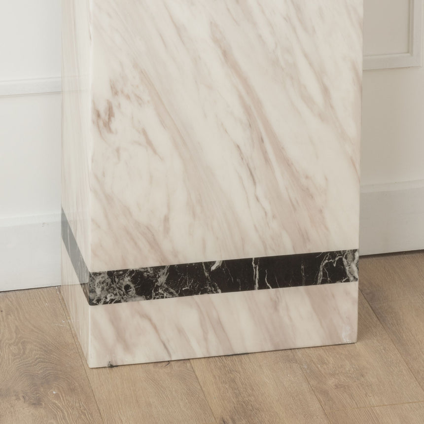Lima Cream Marble Console Table with Pedestal Base