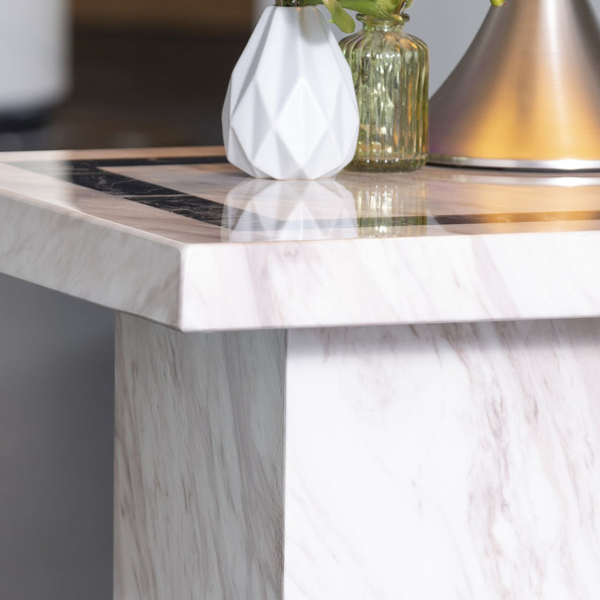 Lima Cream Marble Side Table with Pedestal Base